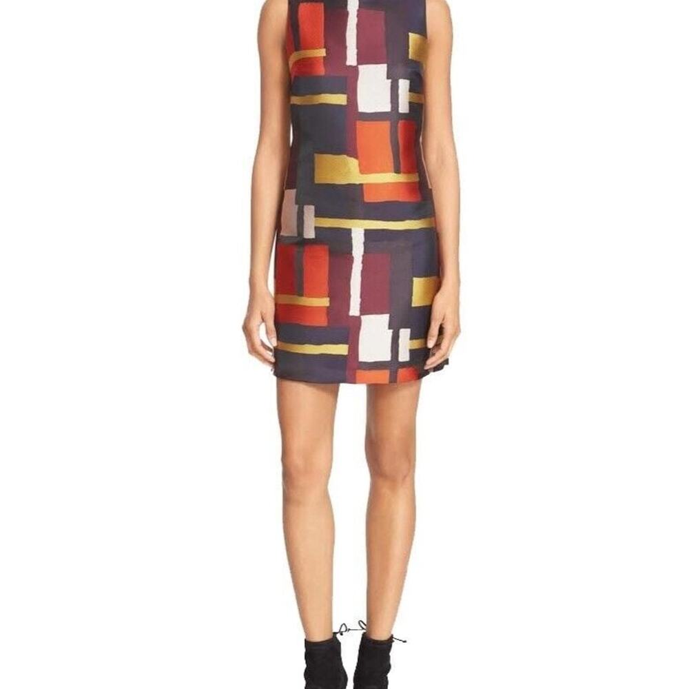 Alice + Olivia‎ Clyde Printed Dress in Painted Grid.